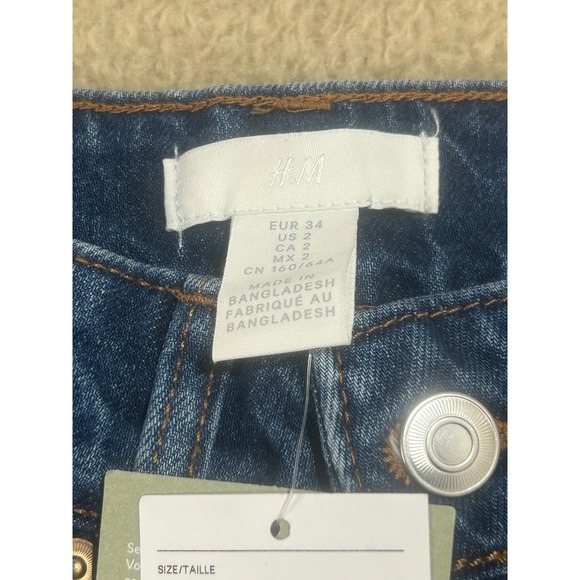 H&M High Waisted Flare‎ Jeans Blue Denim Women's Size 2 - Picture 2 of 8